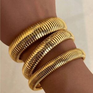 Flex Snake Chain Stretch Bracelet Set in Gold